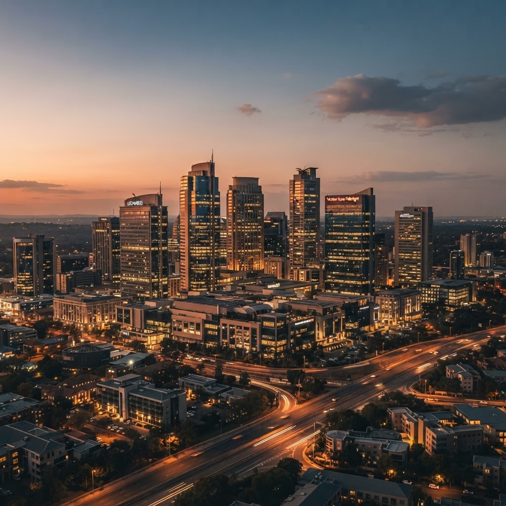 Johannesburg skyline at dusk