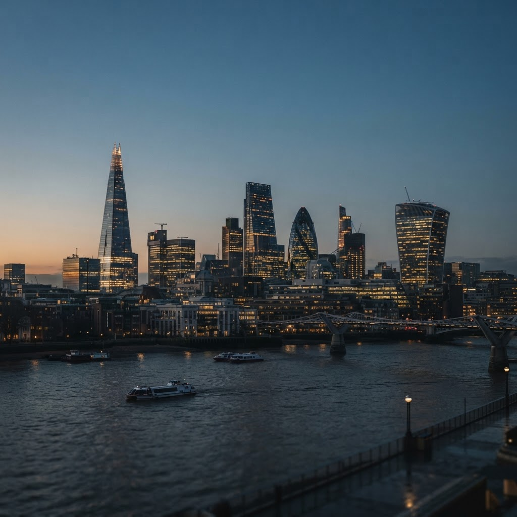 London skyline at dusk
