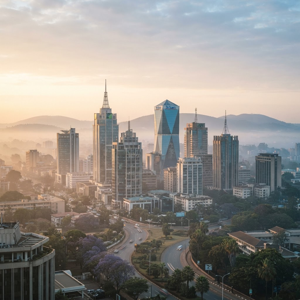 Nairobi skyline at dusk