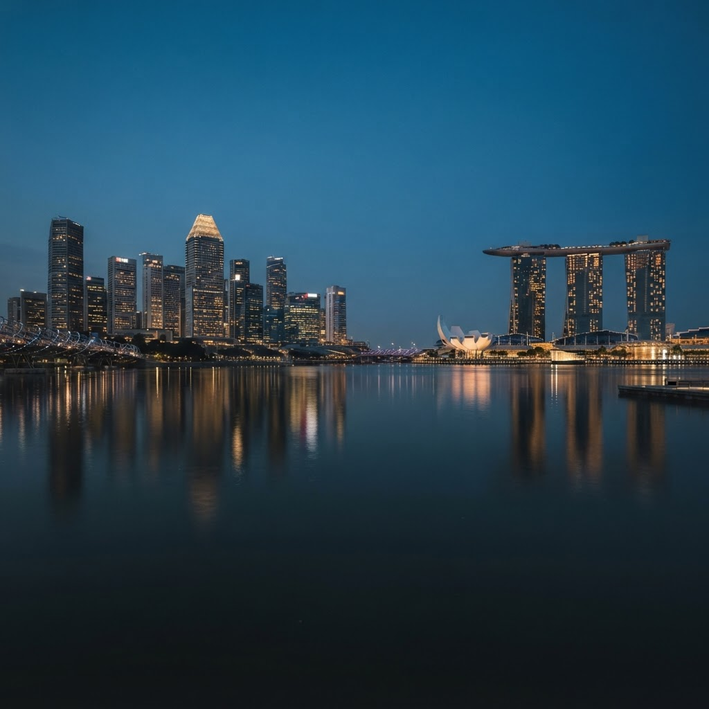 Singapore skyline at dusk